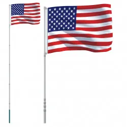 Флаг на САЩ и стълб 5,55 м алуминий