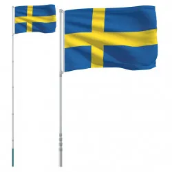 Флаг на Швеция и стълб, 5,55 м, алуминий