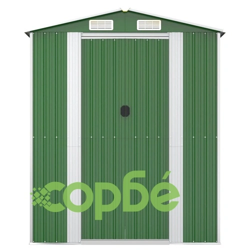 Градинска барака зелена 192x357x223 см поцинкована стомана ➤ топ цена ➤ sorbe.bg