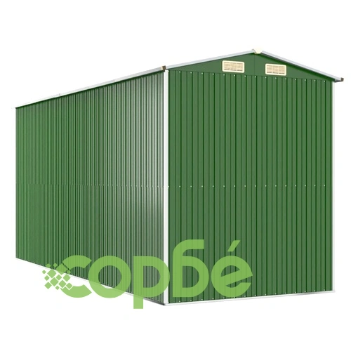 Градинска барака зелена 192x440x223 см поцинкована стомана ➤ топ цена ➤ sorbe.bg