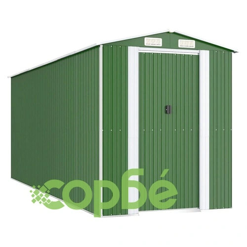 Градинска барака зелена 192x523x223 см поцинкована стомана ➤ топ цена ➤ sorbe.bg