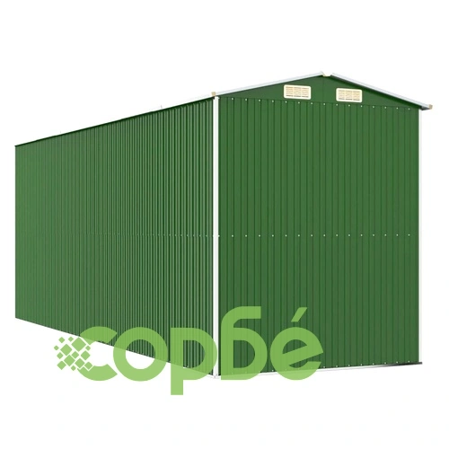 Градинска барака зелена 192x523x223 см поцинкована стомана ➤ топ цена ➤ sorbe.bg