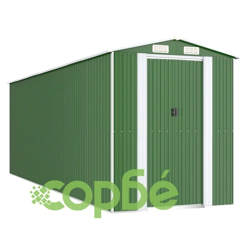 Градинска барака зелена 192x606x223 см поцинкована стомана ➤ топ цена ➤ sorbe.bg