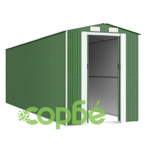 Градинска барака зелена 192x606x223 см поцинкована стомана ➤ топ цена ➤ sorbe.bg