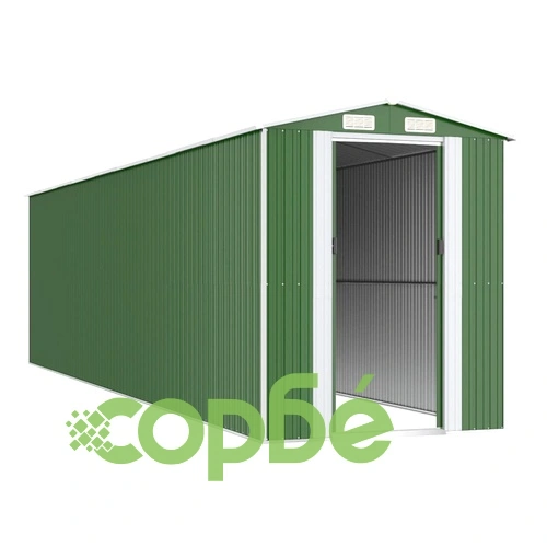 Градинска барака зелена 192x772x223 см поцинкована стомана ➤ топ цена ➤ sorbe.bg
