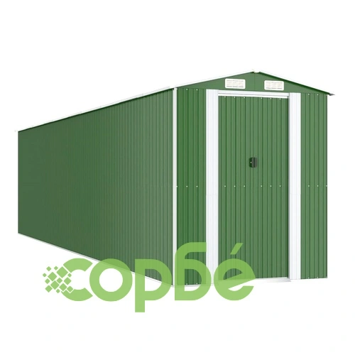 Градинска барака зелена 192x855x223 см поцинкована стомана ➤ топ цена ➤ sorbe.bg