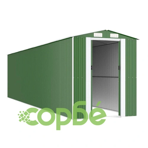 Градинска барака зелена 192x855x223 см поцинкована стомана ➤ топ цена ➤ sorbe.bg