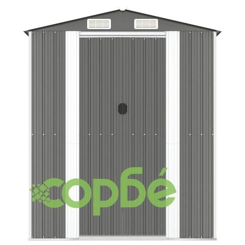 Градинска барака светлосива 192x274x223 см поцинкована стомана ➤ топ цена ➤ sorbe.bg
