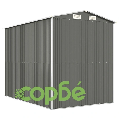 Градинска барака светлосива 192x274x223 см поцинкована стомана ➤ топ цена ➤ sorbe.bg