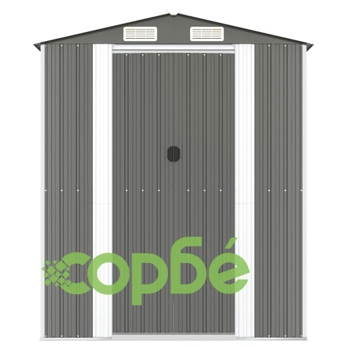 Градинска барака светлосива 192x357x223 см поцинкована стомана	 ➤ топ цена ➤ sorbe.bg