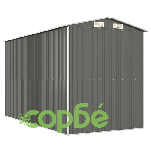 Градинска барака светлосива 192x357x223 см поцинкована стомана	 ➤ топ цена ➤ sorbe.bg