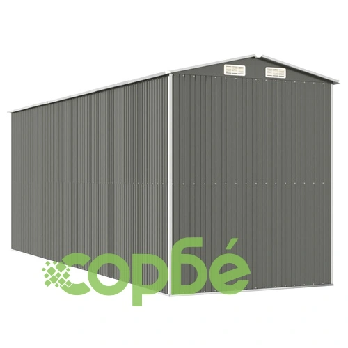 Градинска барака светлосива 192x523x223 см поцинкована стомана ➤ топ цена ➤ sorbe.bg