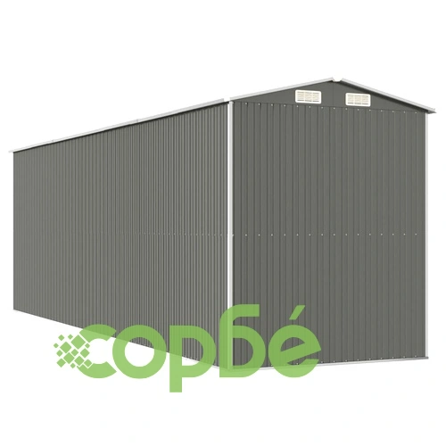 Градинска барака светлосива 192x606x223 см поцинкована стомана ➤ топ цена ➤ sorbe.bg