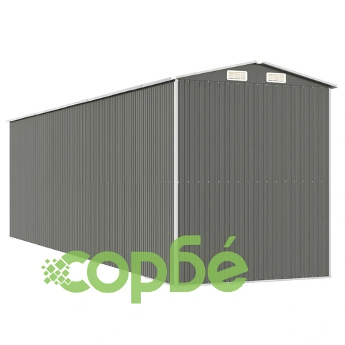 Градинска барака светлосива 192x689x223см поцинкована стомана ➤ топ цена ➤ sorbe.bg