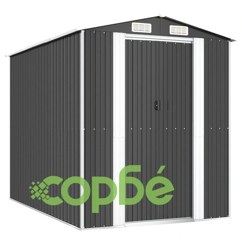 Градинска барака антрацит 192x274x223 см поцинкована стомана ➤ топ цена ➤ sorbe.bg