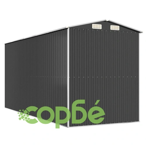 Градинска барака антрацит 192x440x223 см поцинкована стомана ➤ топ цена ➤ sorbe.bg