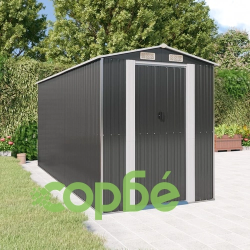 Градинска барака антрацит 192x440x223 см поцинкована стомана ➤ топ цена ➤ sorbe.bg