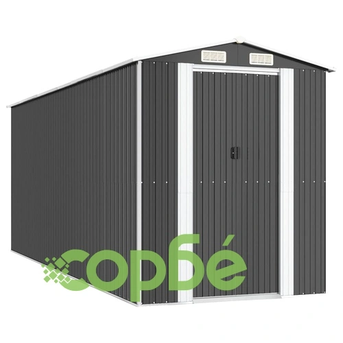 Градинска барака антрацит 192x523x223 см поцинкована стомана ➤ топ цена ➤ sorbe.bg