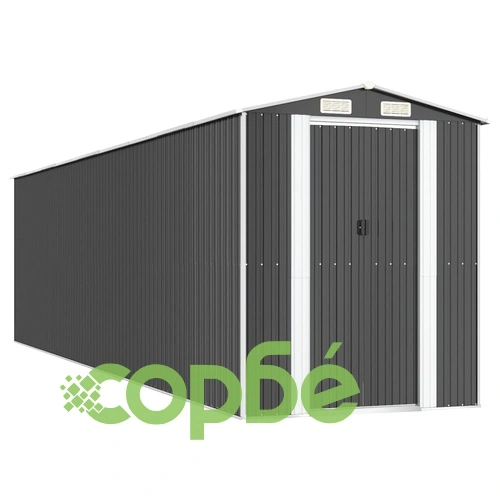 Градинска барака антрацит 192x772x223 см поцинкована стомана ➤ топ цена ➤ sorbe.bg
