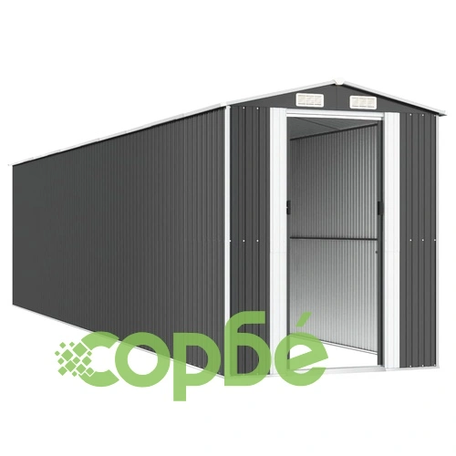 Градинска барака антрацит 192x855x223 см поцинкована стомана ➤ топ цена ➤ sorbe.bg