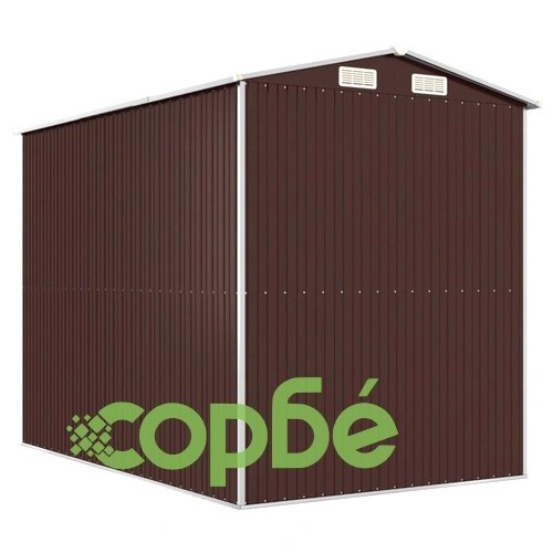 Градински навес тъмнокафяв 192x274x223 см поцинкована стомана ➤ топ цена ➤ sorbe.bg
