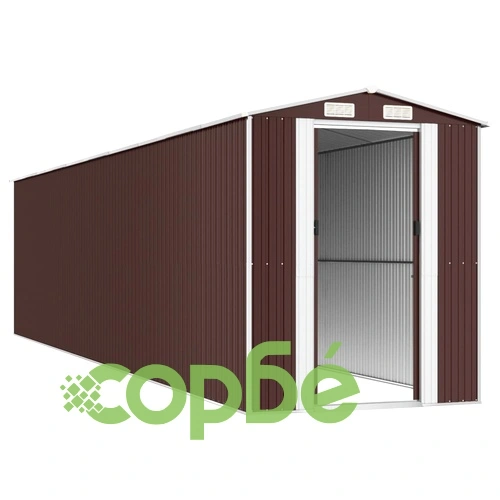 Градински навес тъмнокафяв 192x855x223 см поцинкована стомана ➤ топ цена ➤ sorbe.bg