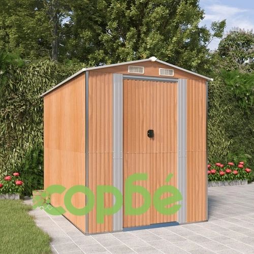 Градински навес светлокафяв 192x274x223 см поцинкована стомана ➤ топ цена ➤ sorbe.bg