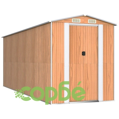 Градински навес светлокафяв 192x523x223 см поцинкована стомана ➤ топ цена ➤ sorbe.bg