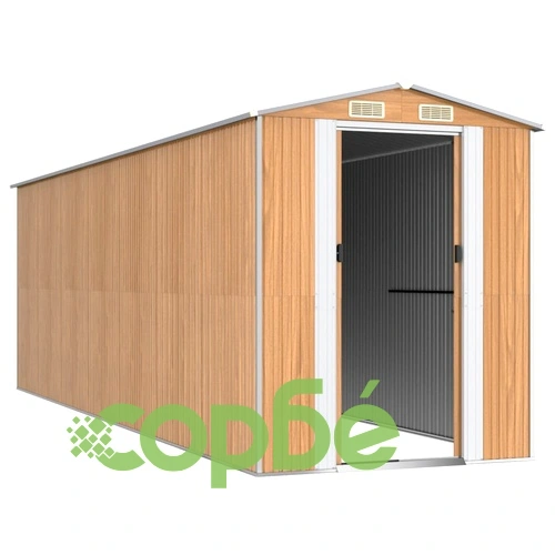 Градински навес светлокафяв 192x606x223 см поцинкована стомана ➤ топ цена ➤ sorbe.bg