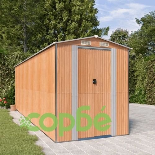 Градински навес светлокафяв 192x606x223 см поцинкована стомана ➤ топ цена ➤ sorbe.bg