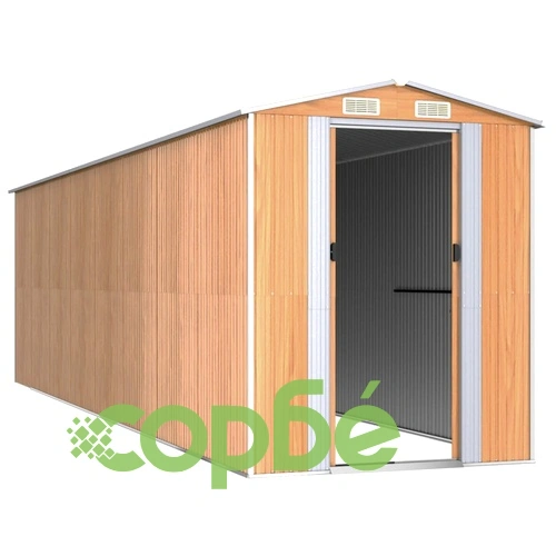 Градински навес светлокафяв 192x689x223 см поцинкована стомана ➤ топ цена ➤ sorbe.bg