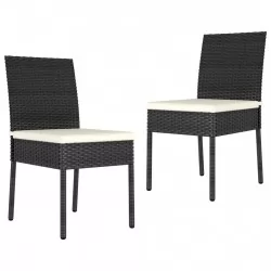 Градински трапезни столове, 2 бр, полиратан, черни