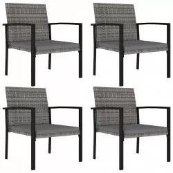 Градински трапезни столове, 4 бр, полиратан, сиви