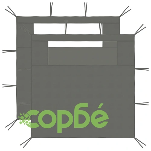 Стени за шатри с прозорци 2 бр 3x2,1 м антрацит 70 г/м² ➤ топ цена ➤ sorbe.bg