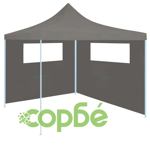 Стени за шатри с прозорци 2 бр 3x2,1 м антрацит 70 г/м² ➤ топ цена ➤ sorbe.bg