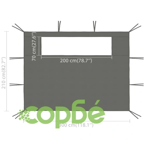 Стени за шатри с прозорци 2 бр 3x2,1 м антрацит 70 г/м² ➤ топ цена ➤ sorbe.bg