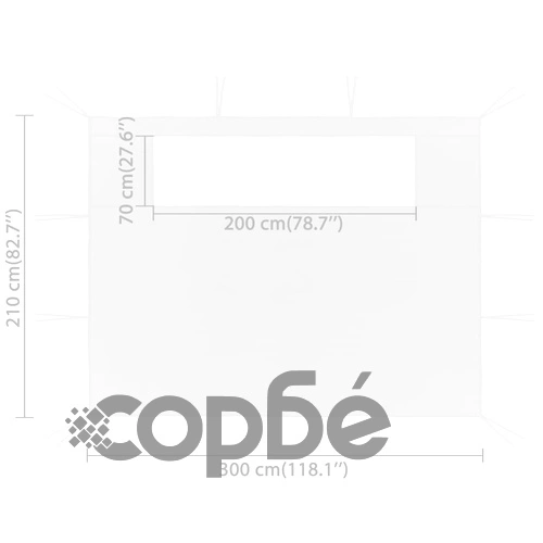 Странична стена за шатра с прозорци 6x2 м бяла ➤ топ цена ➤ sorbe.bg