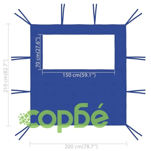 Стени за шатри с прозорци 2 бр 2x2,1 м сини 70 г/м² ➤ топ цена ➤ sorbe.bg