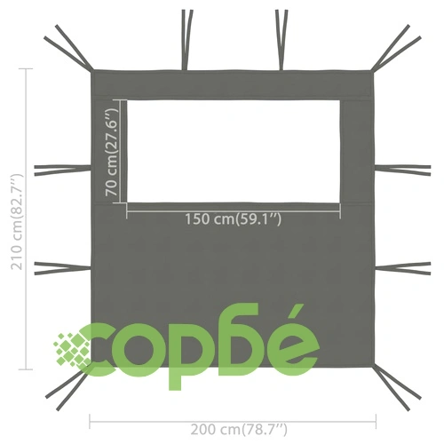 Стени за шатри с прозорци 2 бр 2x2,1 м антрацит 70 г/м² ➤ топ цена ➤ sorbe.bg