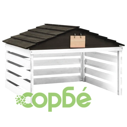 Гараж за роботизирана косачка, черно и бяло, 78x74x54 см, чам ➤ топ цена ➤ sorbe.bg
