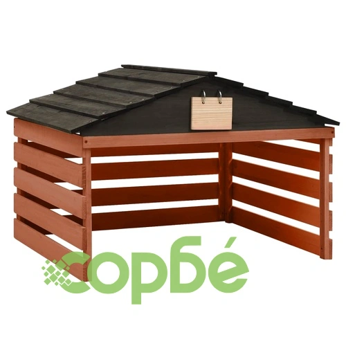 Гараж за роботизирана косачка, черно и кафяво, 78x74x54 см, чам ➤ топ цена ➤ sorbe.bg