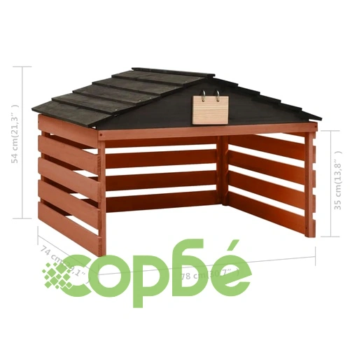 Гараж за роботизирана косачка, черно и кафяво, 78x74x54 см, чам ➤ топ цена ➤ sorbe.bg