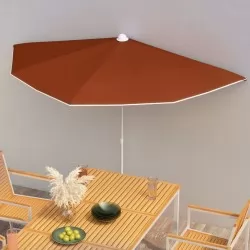 Градински полукръгъл чадър с прът 180x90 см теракота