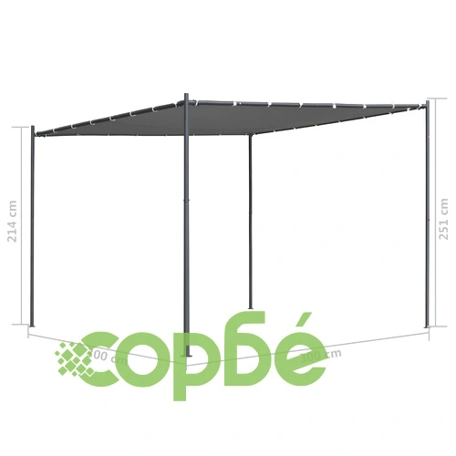 Беседка с наклонен покрив, 300x300x257 см, антрацит, 180 г/м² ➤ топ цена ➤ sorbe.bg