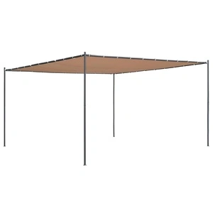 Беседка с наклонен покрив, 400x400x270 см, бежова, 180 г/м²