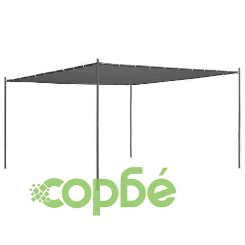 Беседка с наклонен покрив, 400x400x270 см, антрацит, 180 г/м² ➤ топ цена ➤ sorbe.bg