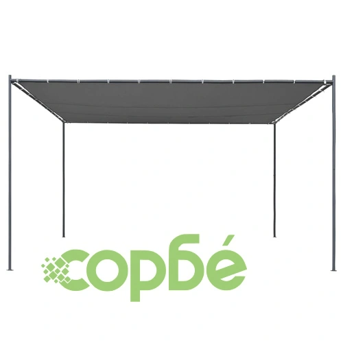 Беседка с наклонен покрив, 400x400x270 см, антрацит, 180 г/м² ➤ топ цена ➤ sorbe.bg