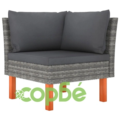 Ъглови дивани, 2 бр, полиратан и евкалиптово дърво масив ➤ топ цена ➤ sorbe.bg