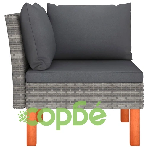 Ъглови дивани, 2 бр, полиратан и евкалиптово дърво масив ➤ топ цена ➤ sorbe.bg