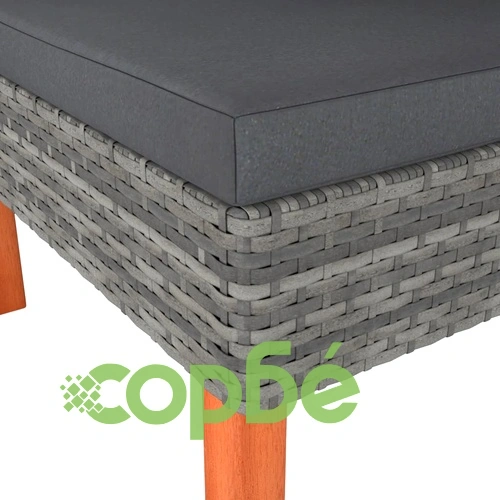 Ъглови дивани, 2 бр, полиратан и евкалиптово дърво масив ➤ топ цена ➤ sorbe.bg